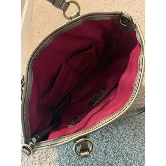 Coach Peyton Tattersall Tote Purse Handbag Ivory Plaid - Picture 7 of 11